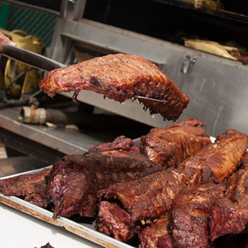 Par Three BBQ's famous ribs coming off the smoker