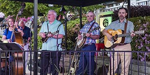 The Doug Flowers Band brings upbeat Blue Grass music to the Par-Tee stage during Club Magnolia 19 - After Golf Experience